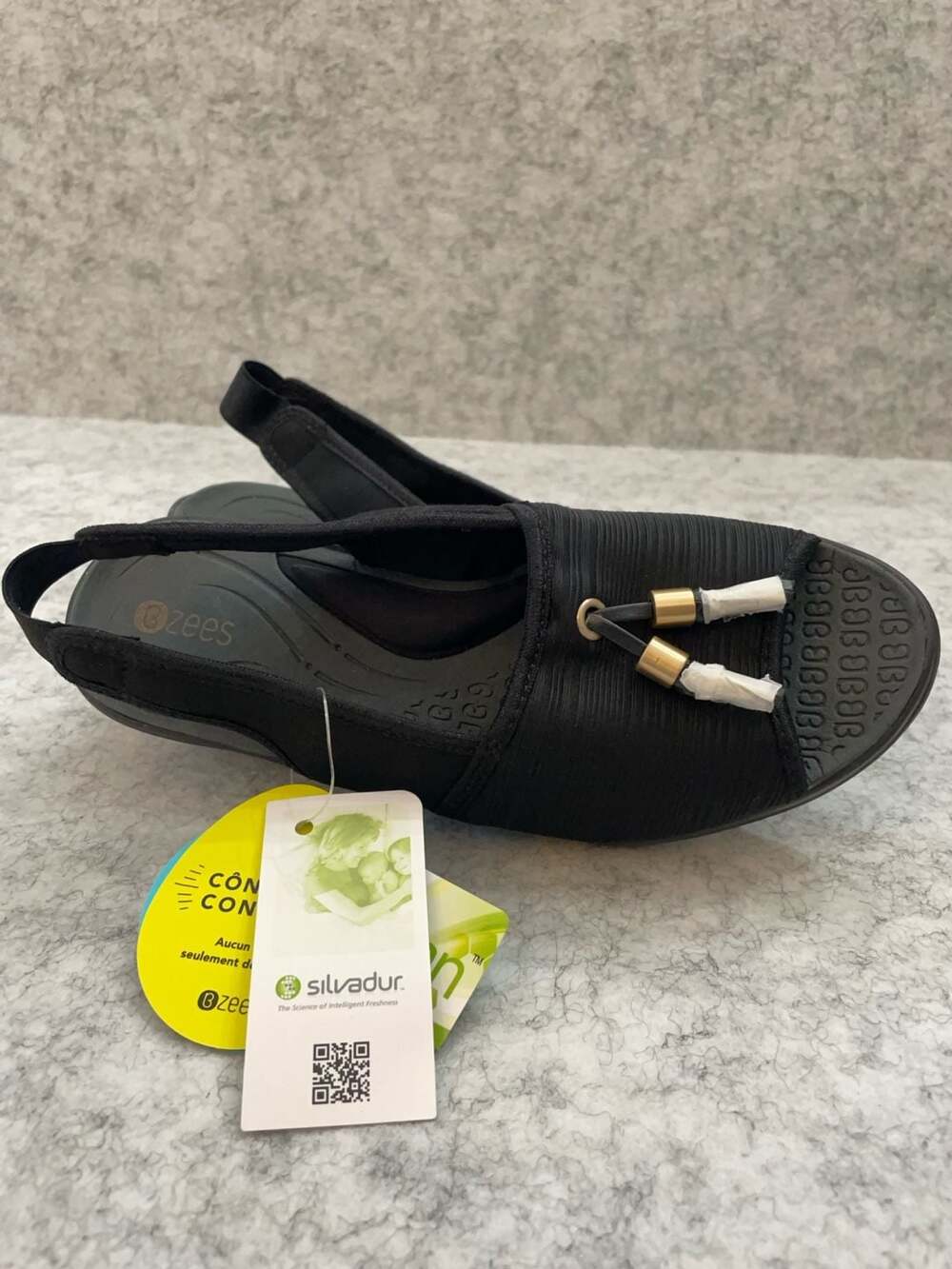 Bzees Mirage Women's Black Peep-Toe Slingback Wedge Sandals new - Picture 4 of 8